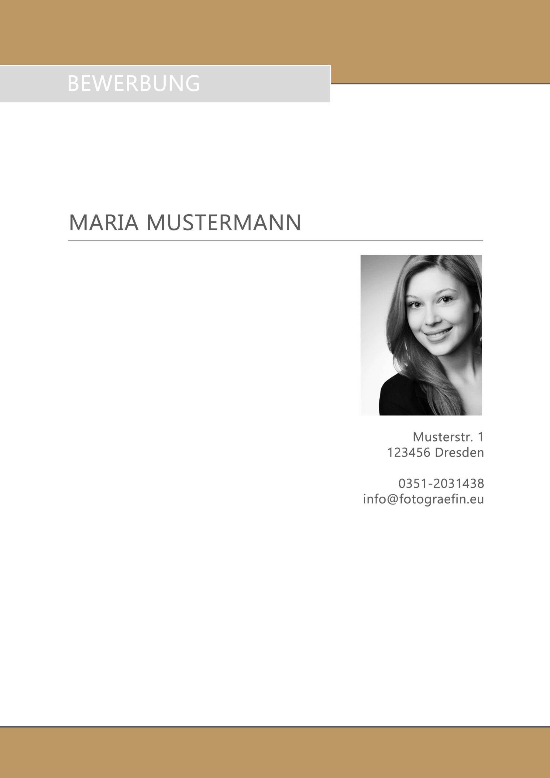 Muster eines Deckblatt Bewerbung